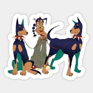 Dogs and girl Sticker